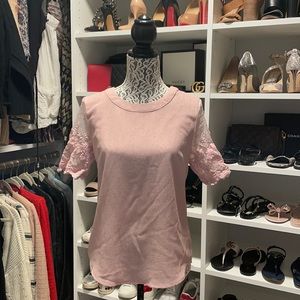 Pink mauve lace sleeve blouse from lulus